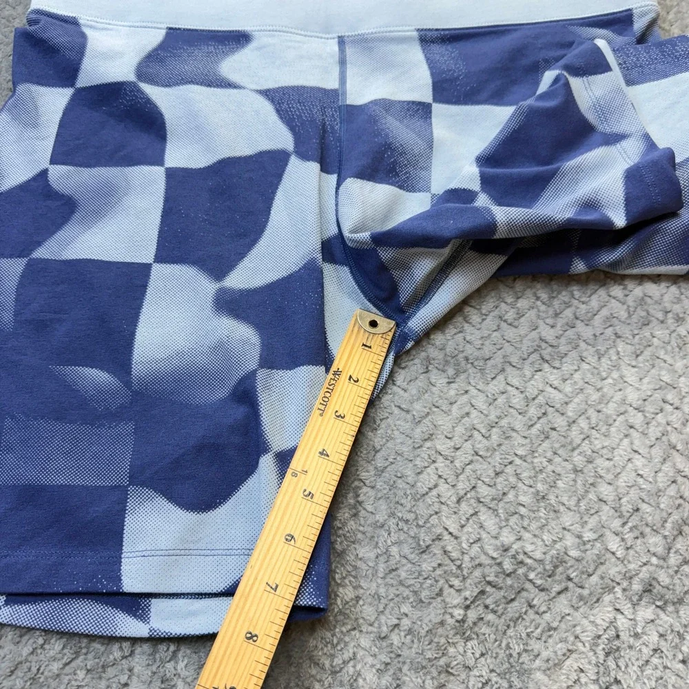 Nike Sportswear Checkered Bike Shorts Blue Mid Rise Tight Fit Womens 2X‎